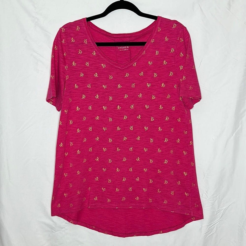 Chicos Pink & Gold Sailboat Tee